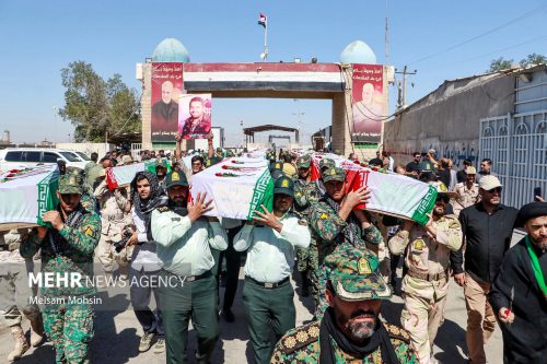 ورود پیکر مطهر ۱۸ شهید دفاع مقدس به کشور از مرز شلمچه