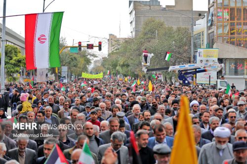 راهپیمایی محکومیت جنایات اسرائیل و شکرانه پیروزی مبارزان فلسطین