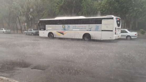 بارش شدید باران همراه با طوفان باد در شیراز